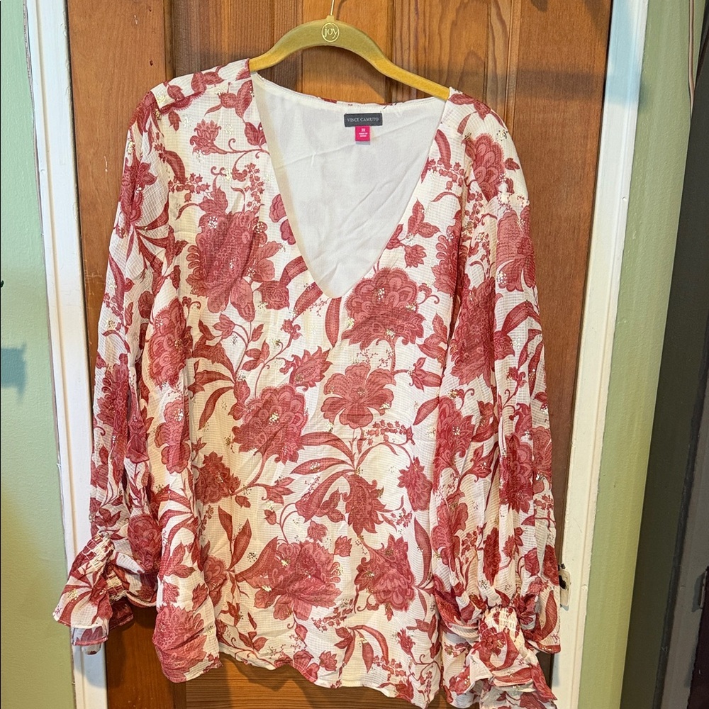 Vince Camuto Red Floral Blouse